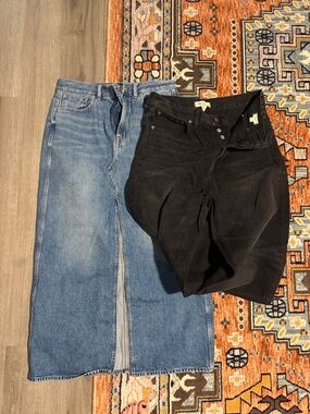 Madewell denim skirt and pair of jeans